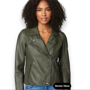 NWT Blank NYC Winning Ticket Vegan Leather Moto Jacket Size Small In Color Green